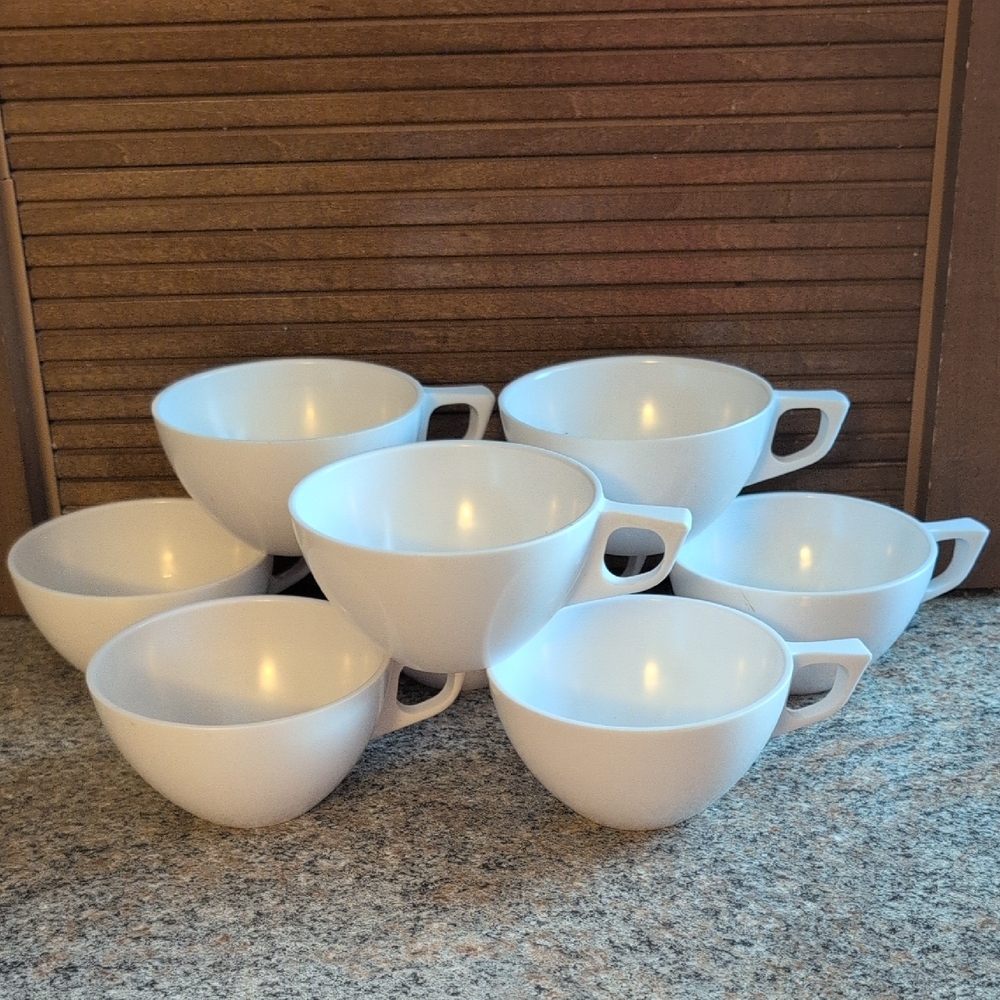 Mar-Crest Melmac White Vintage Coffee Cups 1950s Mar-Crest Mid Century